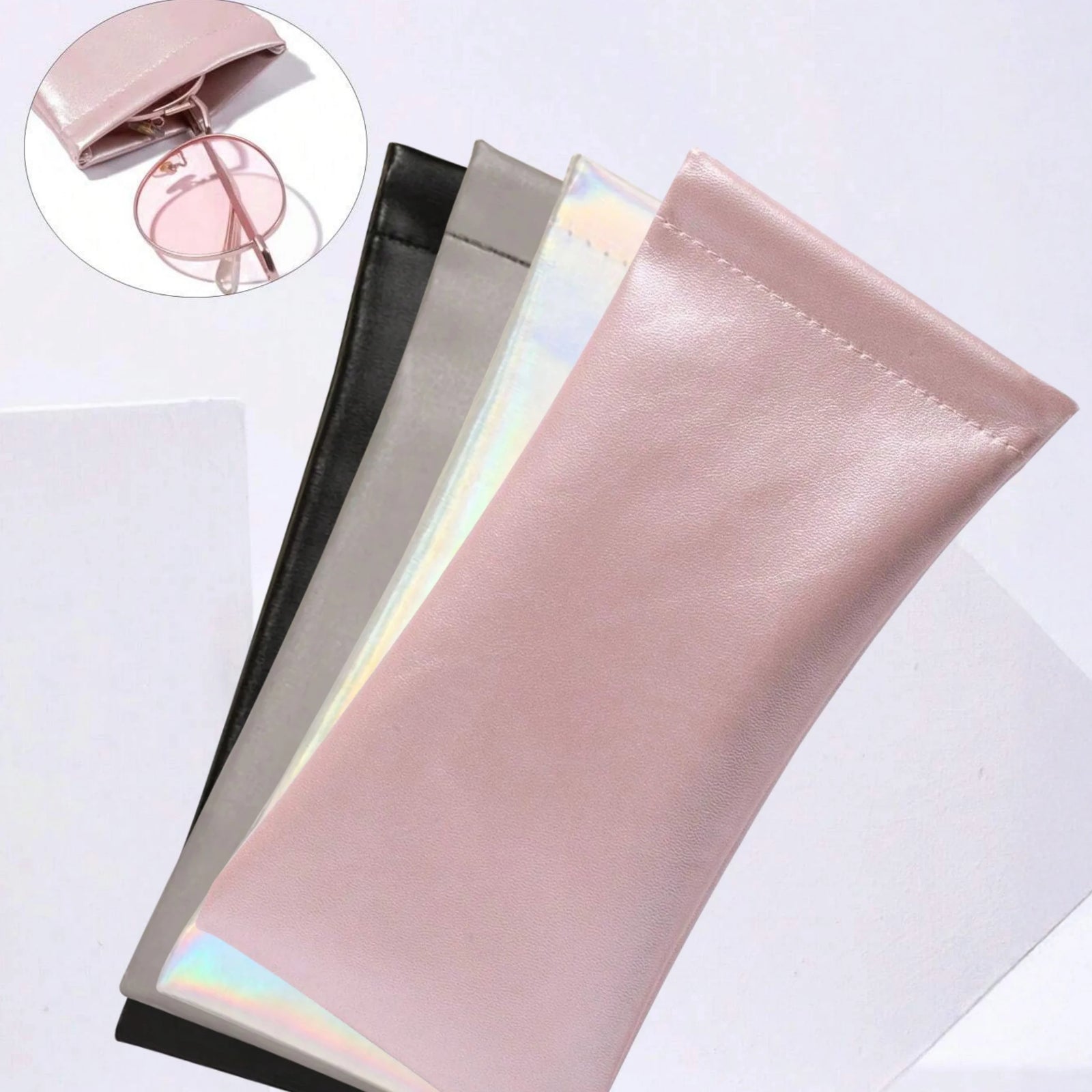 Waterproof Leather Glasses Case Soft Portable Sunglasses Pouch Holder