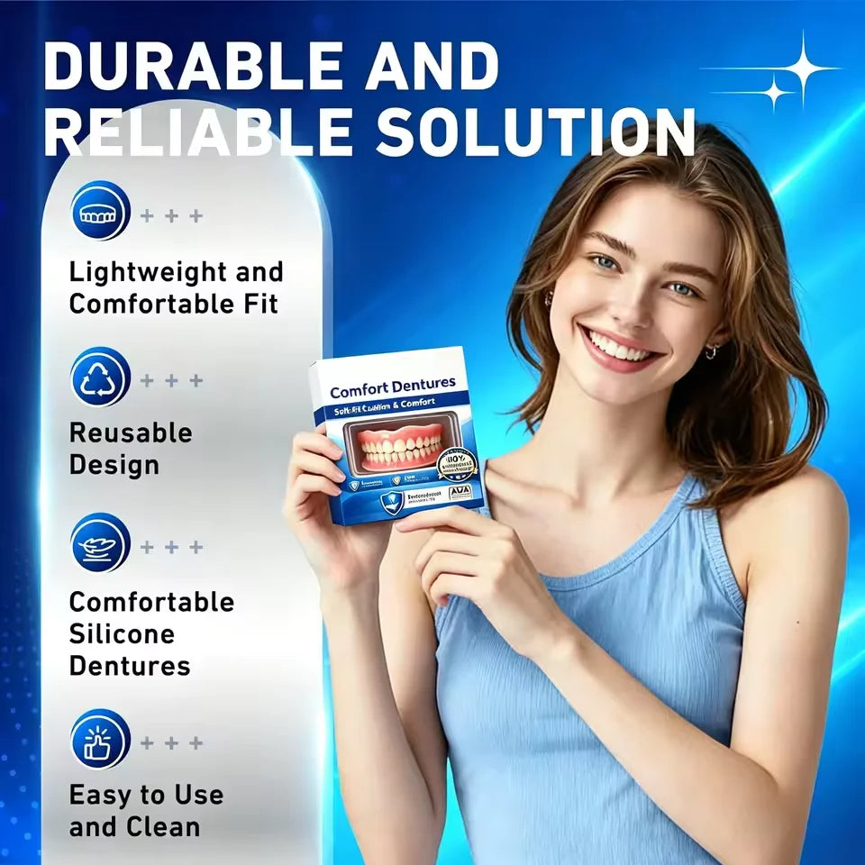 Silicone Dentures Upper And Lower Fake Teeth Oral Care - 5