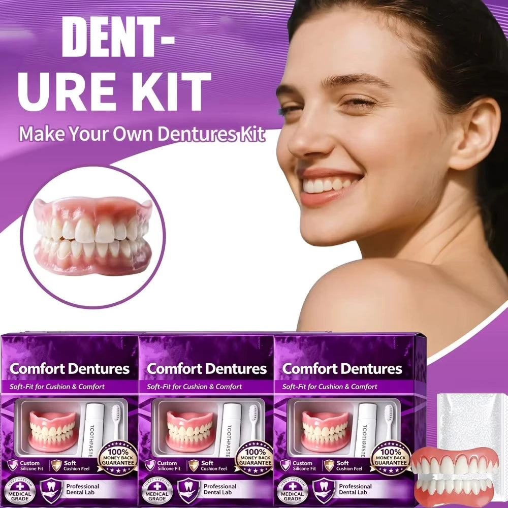 Soft Silicone False Teeth Upper And Lower Cosmetic Dentures