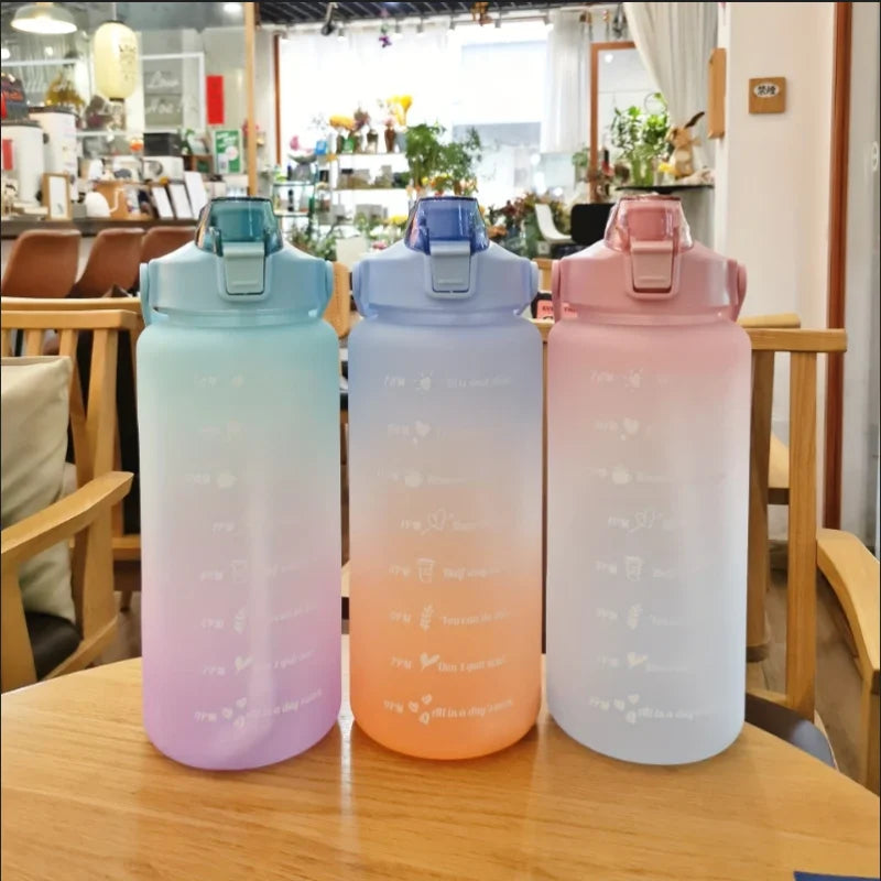 2L Motivational Water Bottle with Straw Leak Proof Fitness Sport Jug - 3