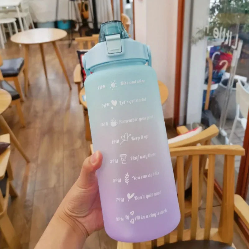 3Pc Gradient Water Bottle Set Large Fitness Motivational Jug with Straw