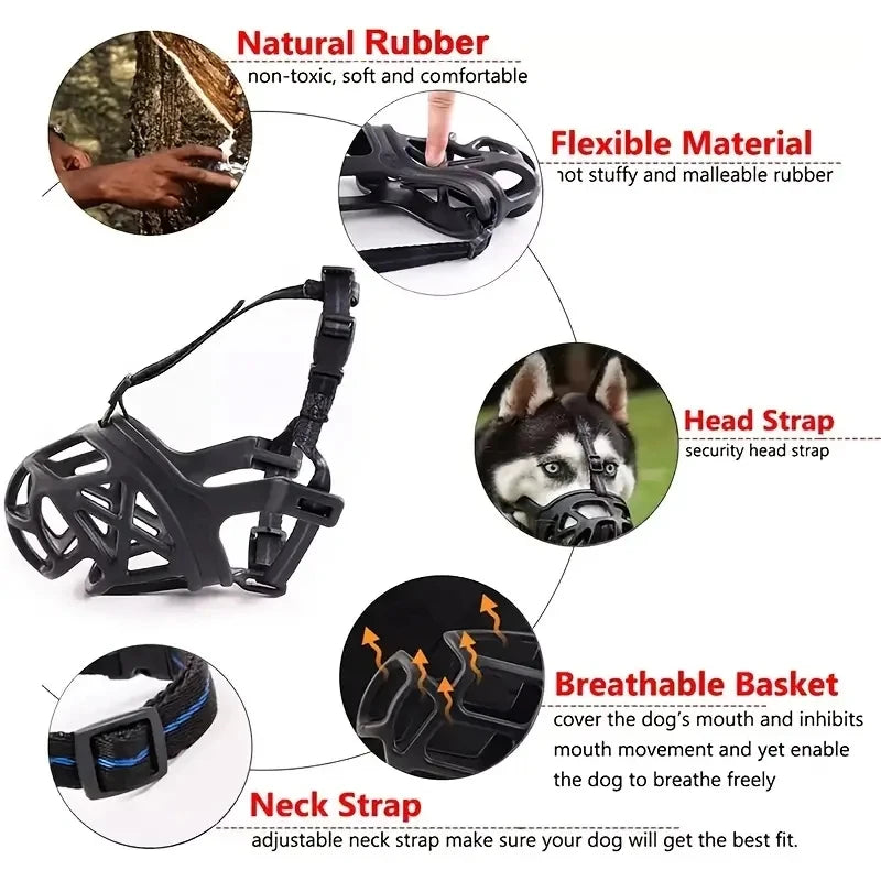 Adjustable Dog Muzzle Breathable Anti-Biting Basket Guard for Pets - 5