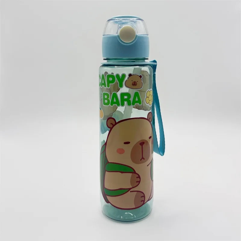 700ml Capybara Water Bottle Leak Proof Sports Cup with Straw and Strap