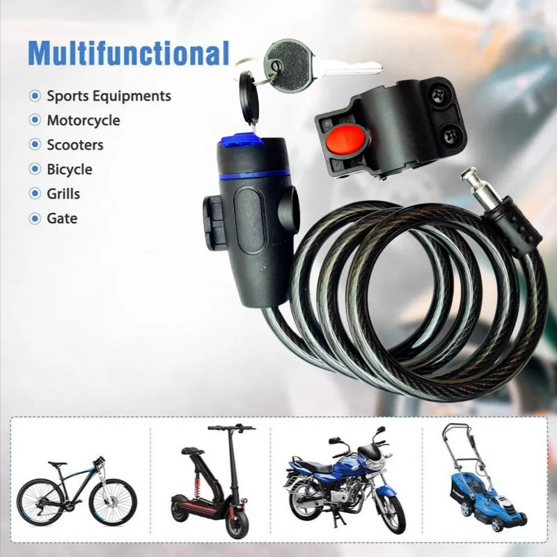 Anti Theft Bike Cable Lock 90cm Security Chain for Motorcycle and Scooter - 1