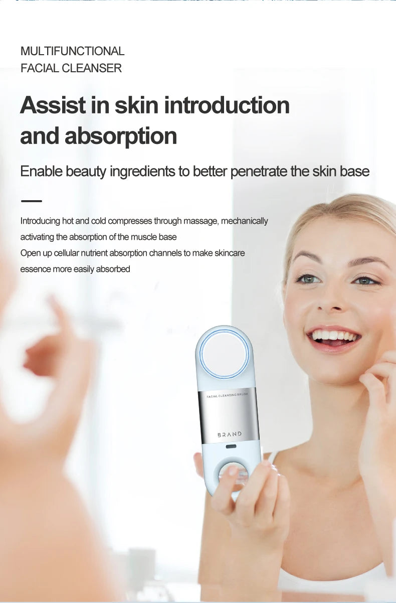 Hot Cold Facial Cleansing Brush Waterproof Face Scrubber - 15