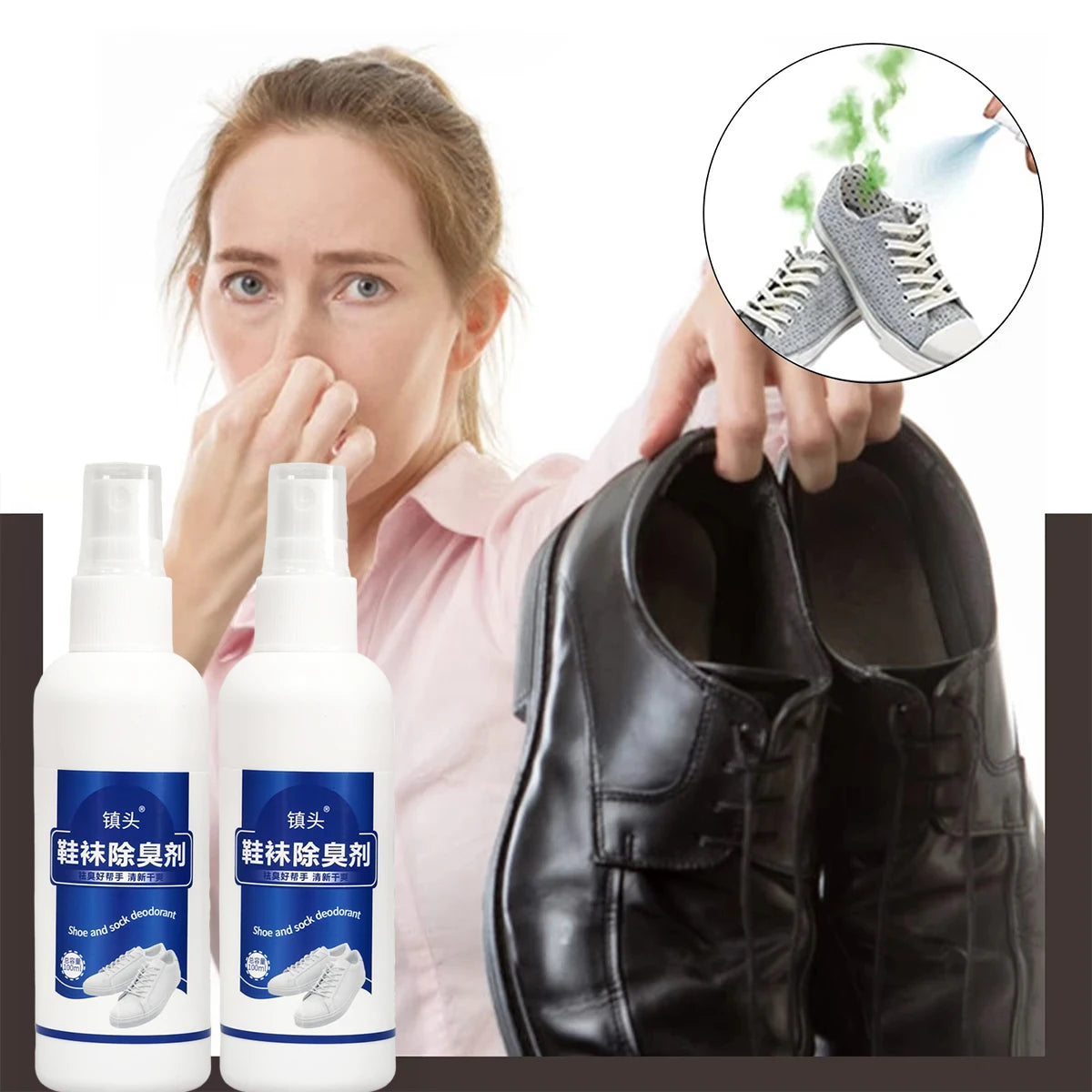 Shoe and Sock Deodorizing Spray Antibacterial Footwear Odor Remover - 9