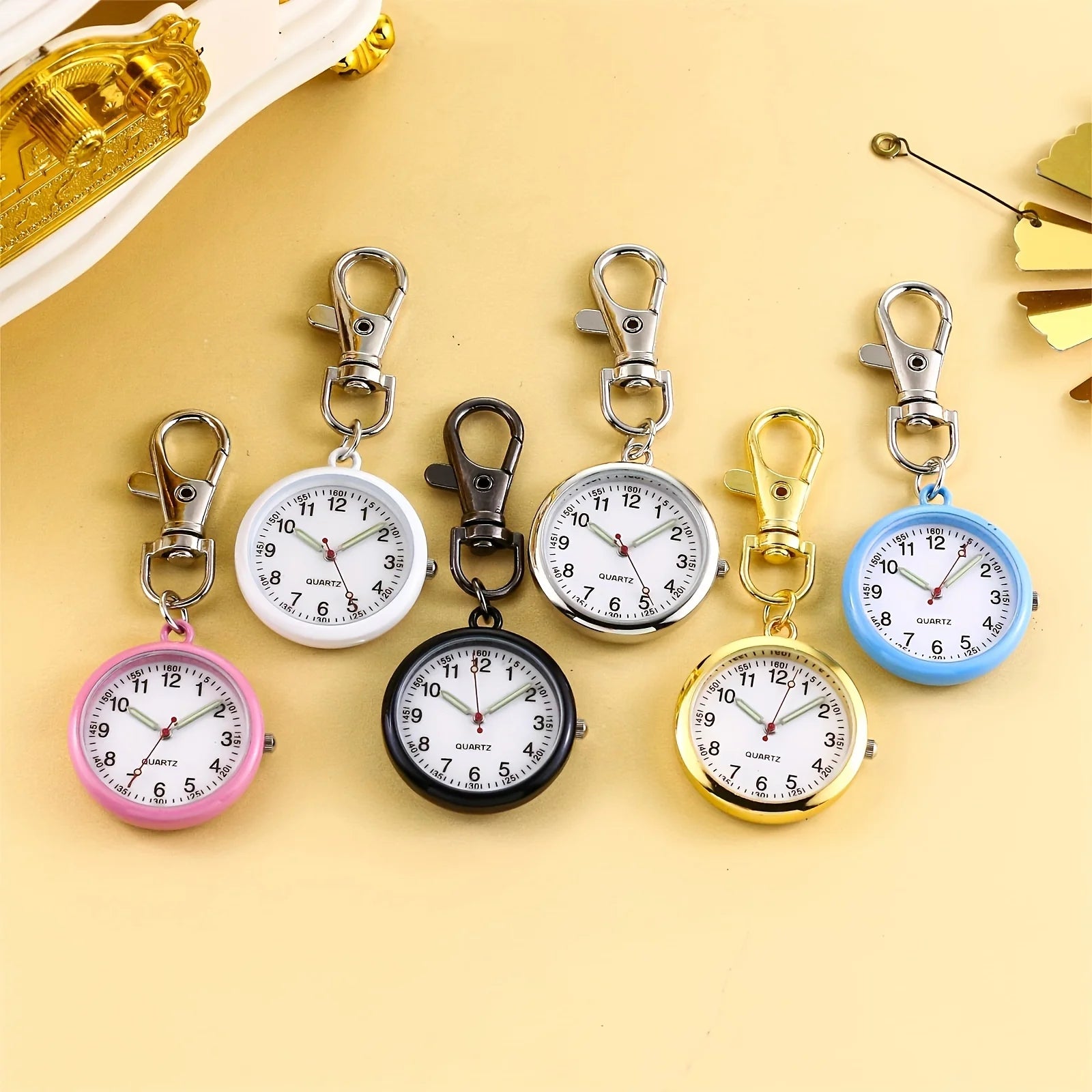 Portable Quartz Pocket Watch Keychain Hanging Nurse Fob Watch