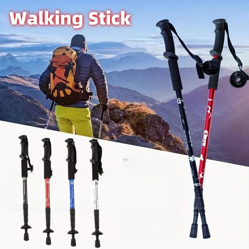 Ultralight Foldable Hiking Trekking Pole Adjustable Mountaineering Stick - 1