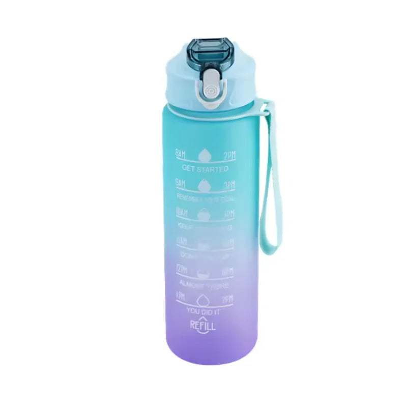 750ml Motivational Water Bottle with Time Marker Leakproof Sport Jug
