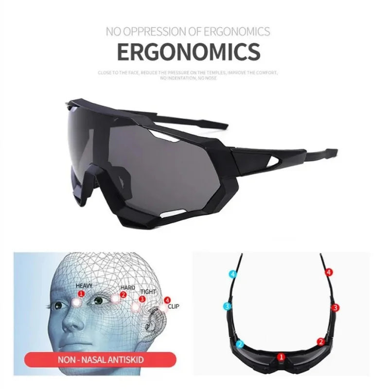 Cycling Sunglasses UV400 Windproof Sports Eyewear for Riding and Running