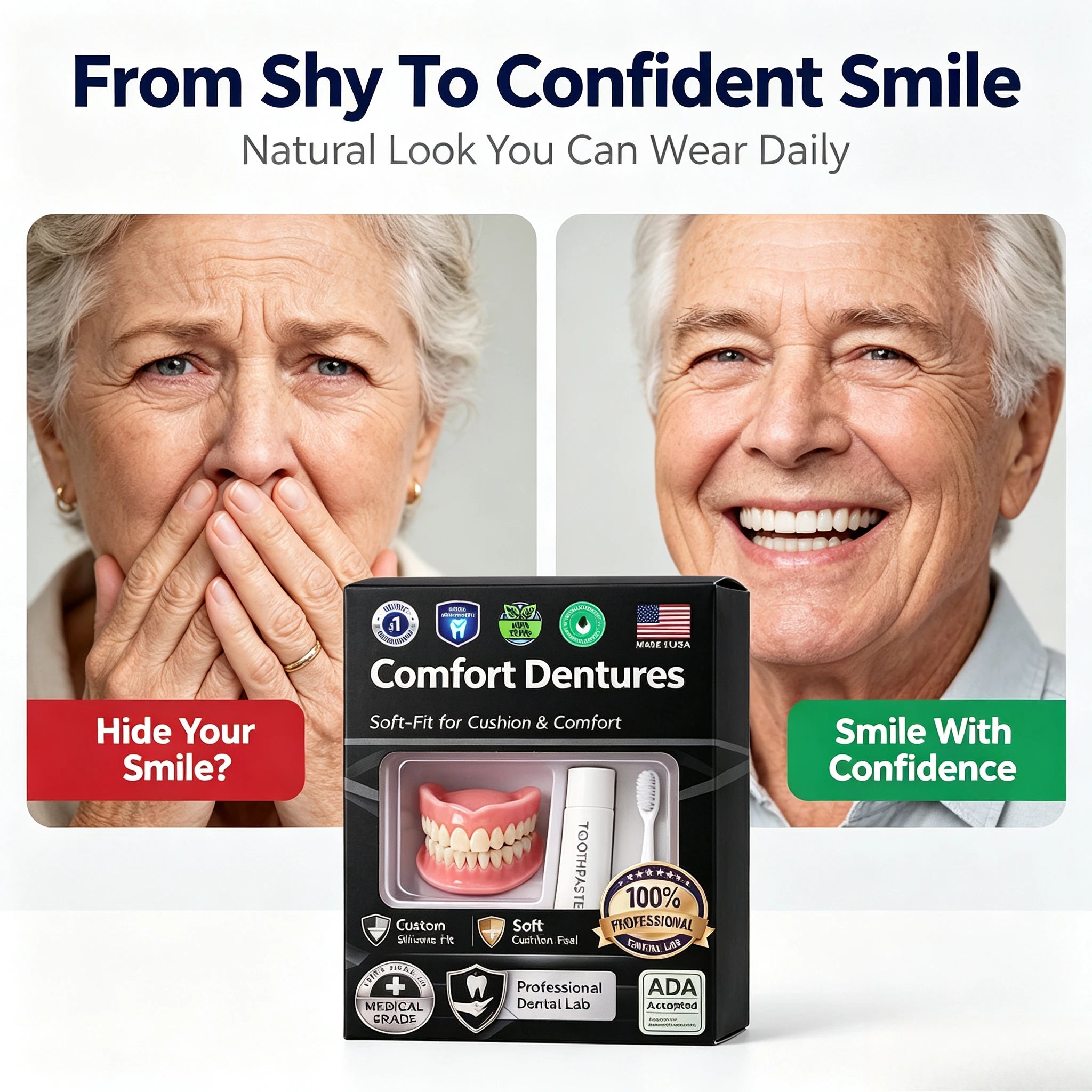 Moldable Silicone False Teeth Kit Instant Smile Dentures - 10