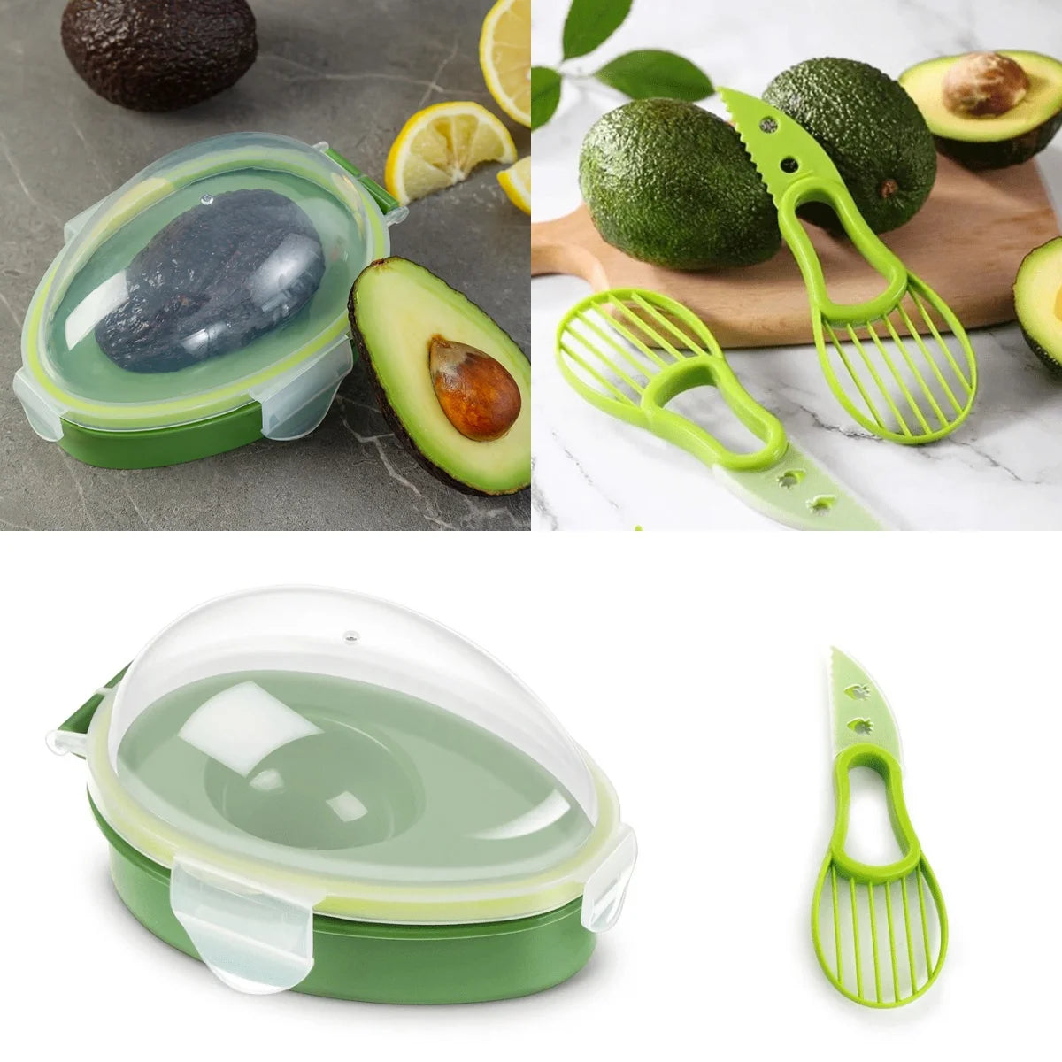 Avocado Storage Box and Slicer Set Reusable Food Keeper Container