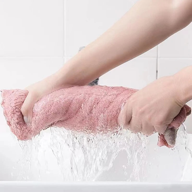 5 Pack Double Sided Coral Velvet Dishcloths Absorbent Kitchen Towels - 5