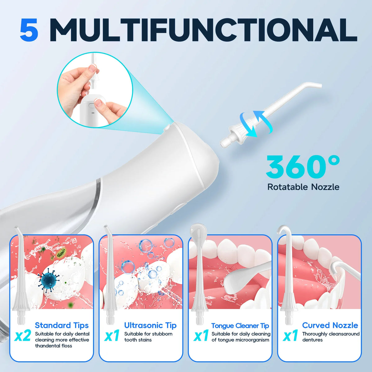 Water Flosser Cordless Oral Irrigator Teeth Cleaner