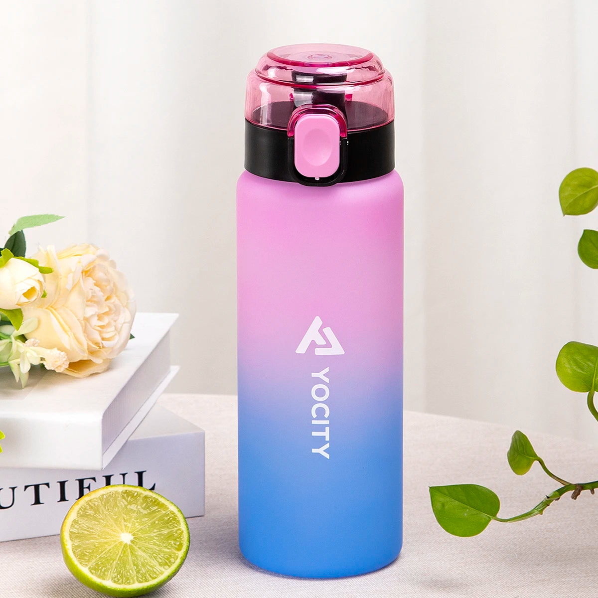 750ml Frosted Gradient Water Bottle Portable Sports Gym Drink Cup - 2