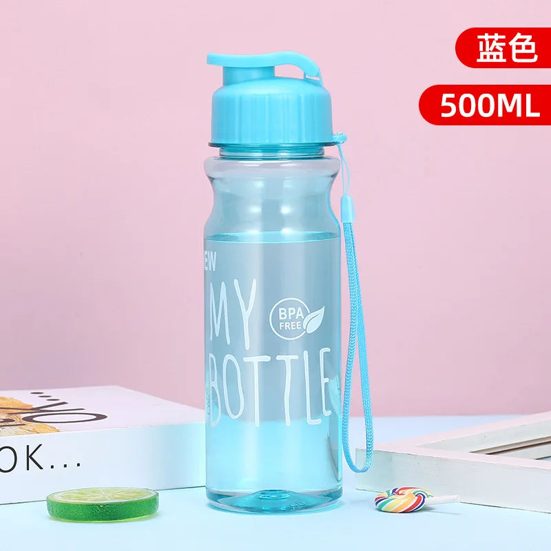 500ml Transparent Sport Water Bottle BPA Free Leakproof Travel Cup