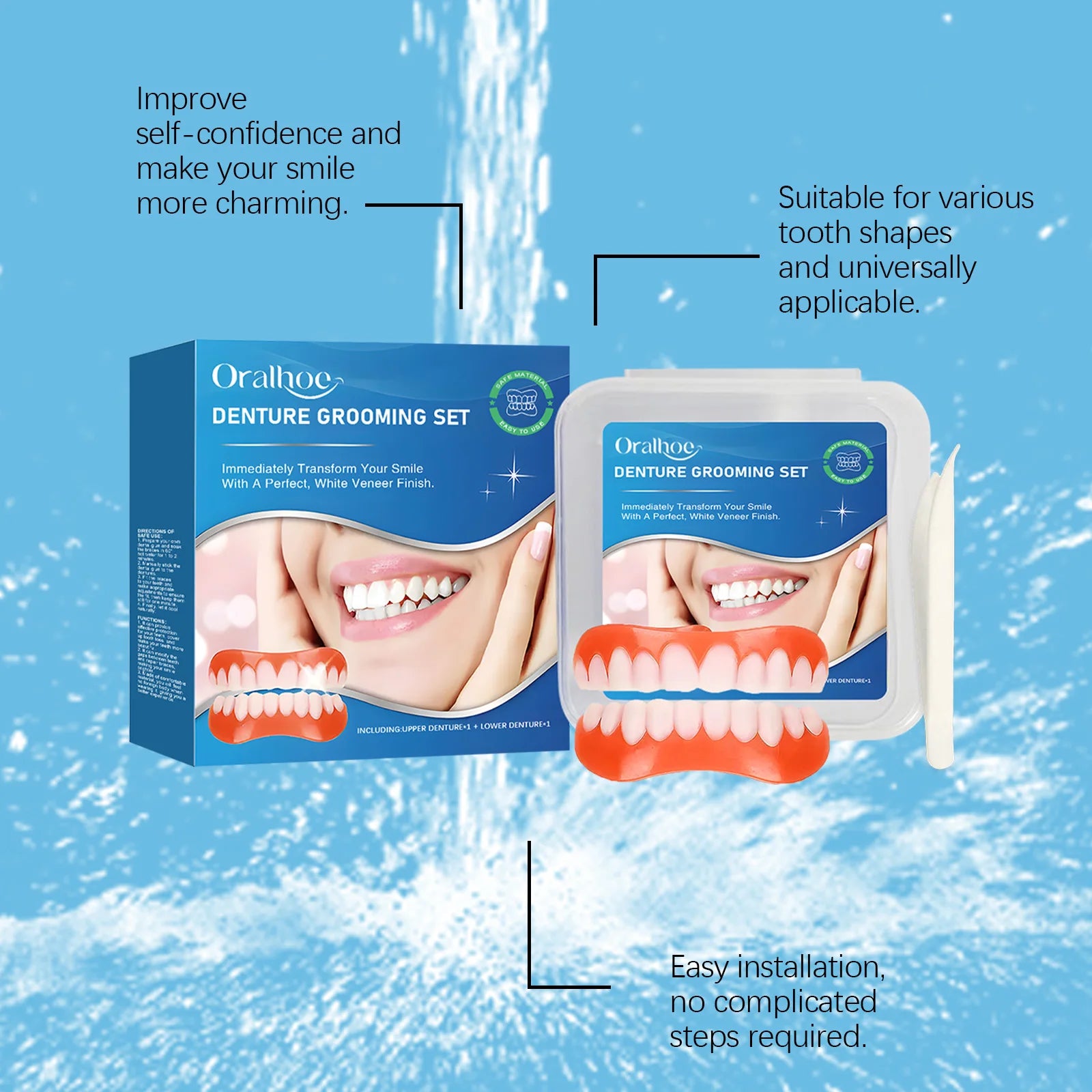 Silicone Dentures Full Set False Teeth Veneers - 17