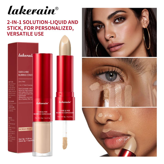 2-in-1 Glide & Hide Blurring Concealer Liquid Foundation Makeup