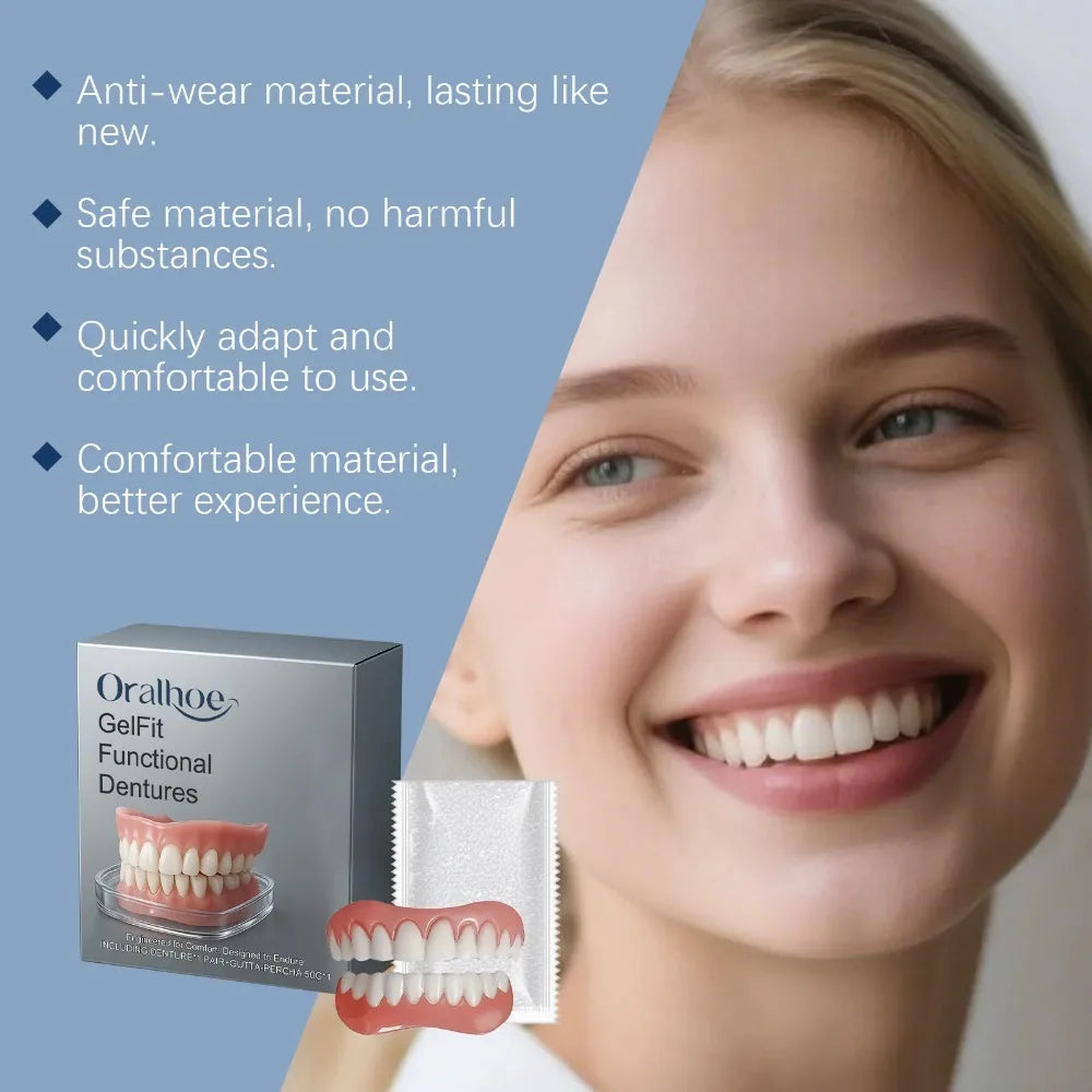 Silicone Dentures False Teeth Full Set Temporary Fit - 4