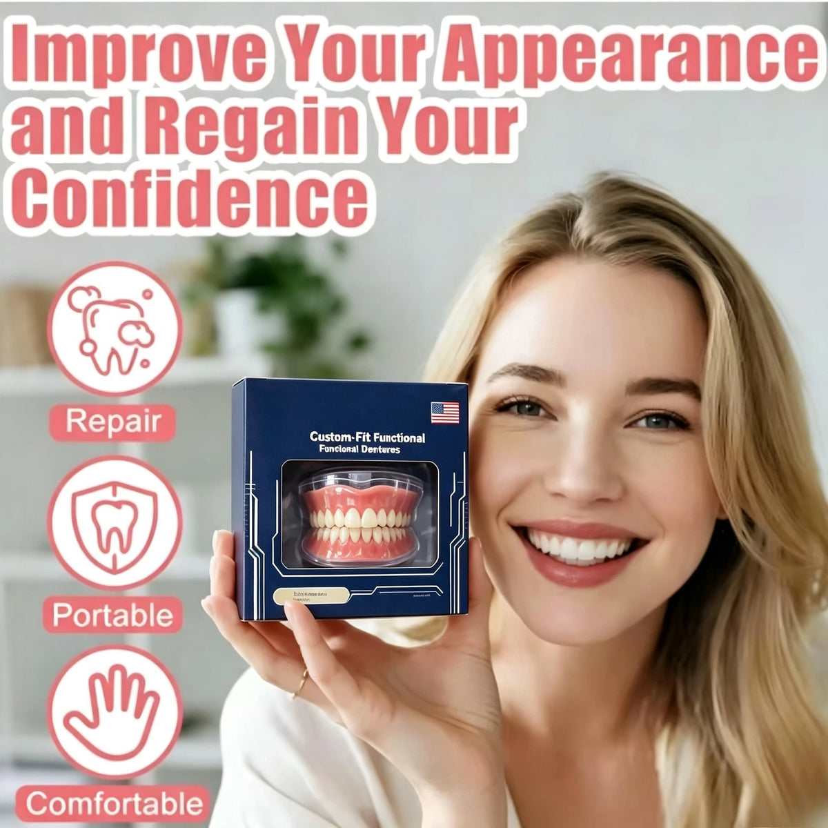 Instant Smile Fake Teeth Full Mouth Set Cosmetic Denture Accessory