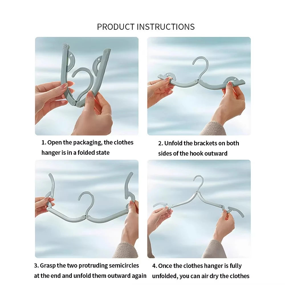 5-10pcs Folding Travel Hangers Portable Space Saving Clothes Rack - 11