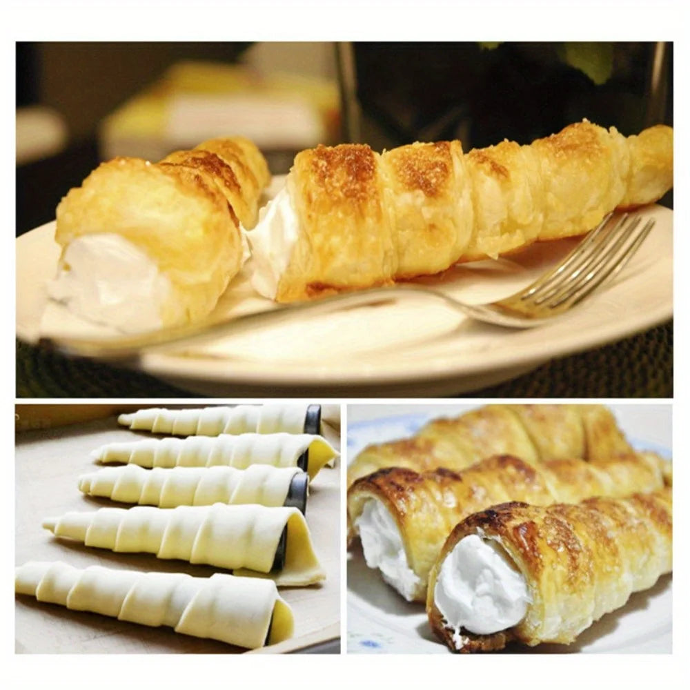 10pcs Stainless Steel Cream Horn Molds Croissant Cone Baking Tubes - 10