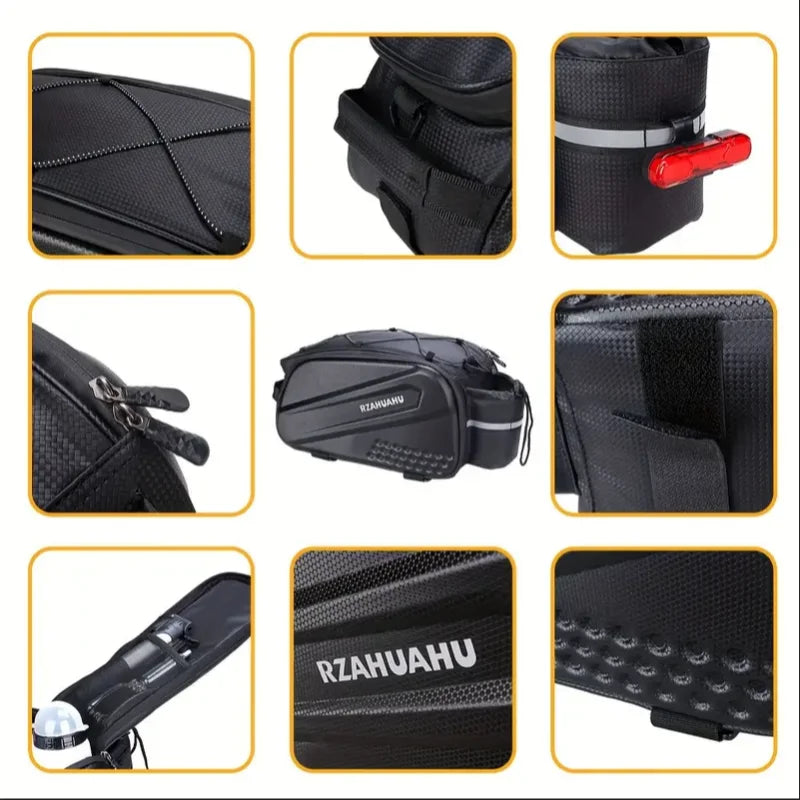 RZAHUAHU Waterproof Bicycle Rear Rack Bag 10L MTB Bike Tail Storage Pack