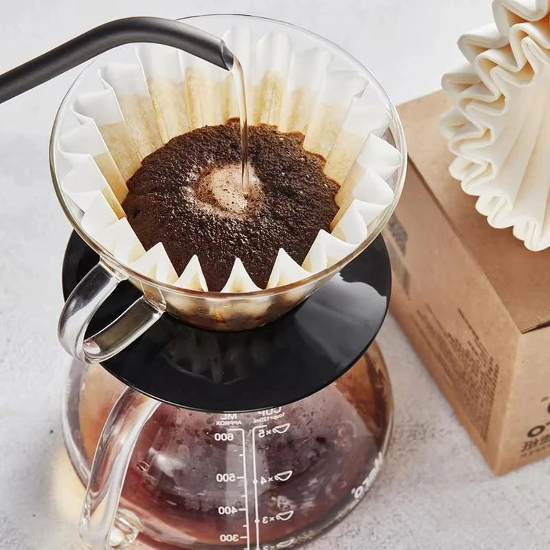50/100pcs Coffee Filter Paper Bowl Shape Drip Basket for Pour Over Brew