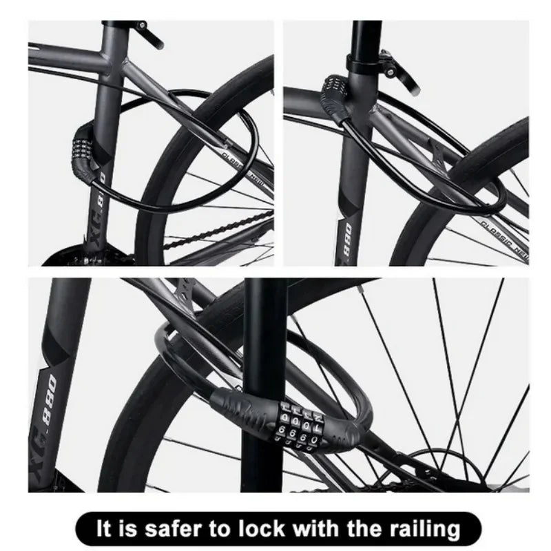 4-Digit Bicycle Cable Lock Anti-Theft MTB Combination Security Lock