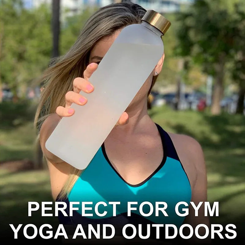 1L Motivational Water Bottle with Time Marker Leakproof Fitness Flask - 22