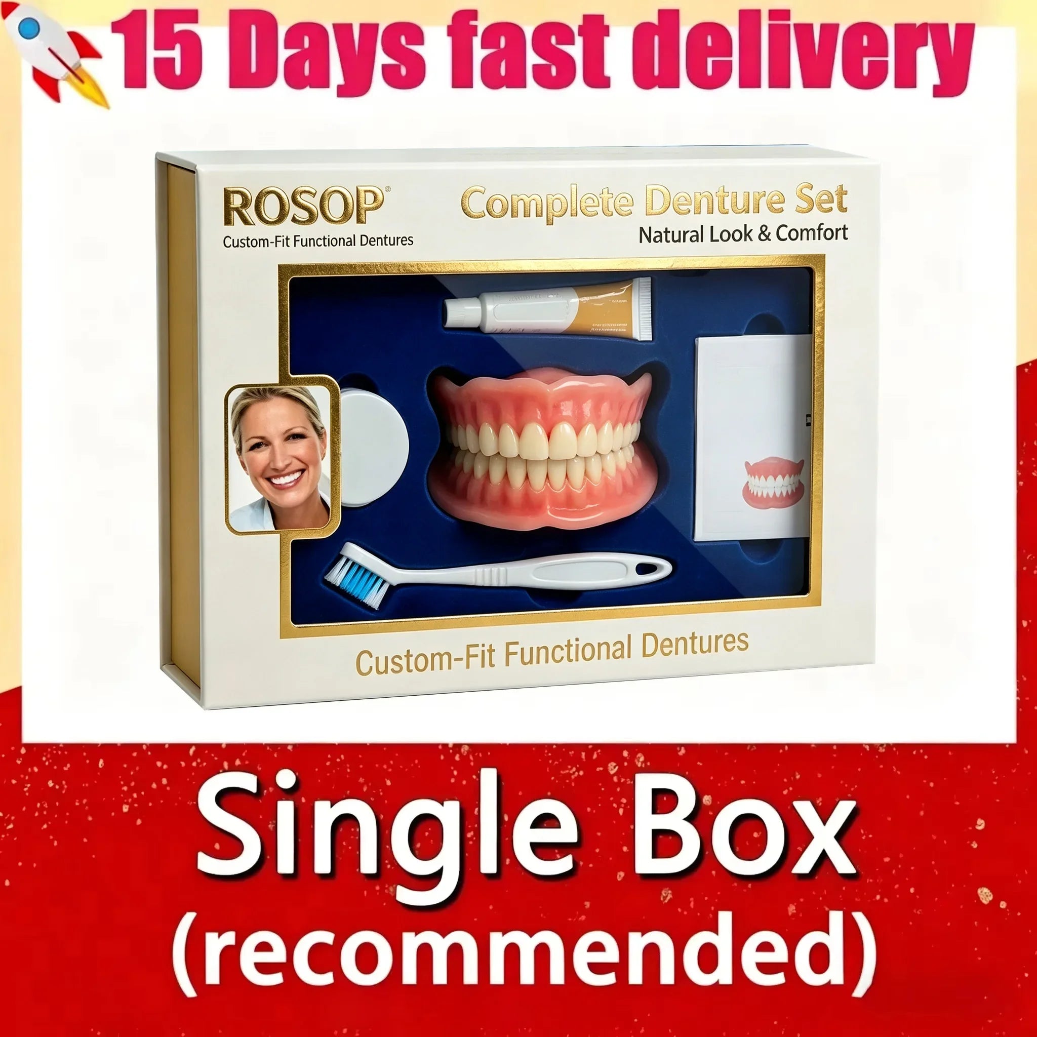 Silicone Full Set Upper Lower False Teeth Cosmetic Smile - 13