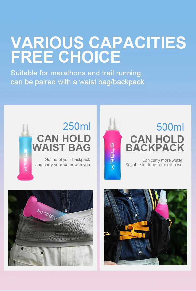 Collapsible Soft Flask Water Bottle TPU Running Hydration Pack - 17