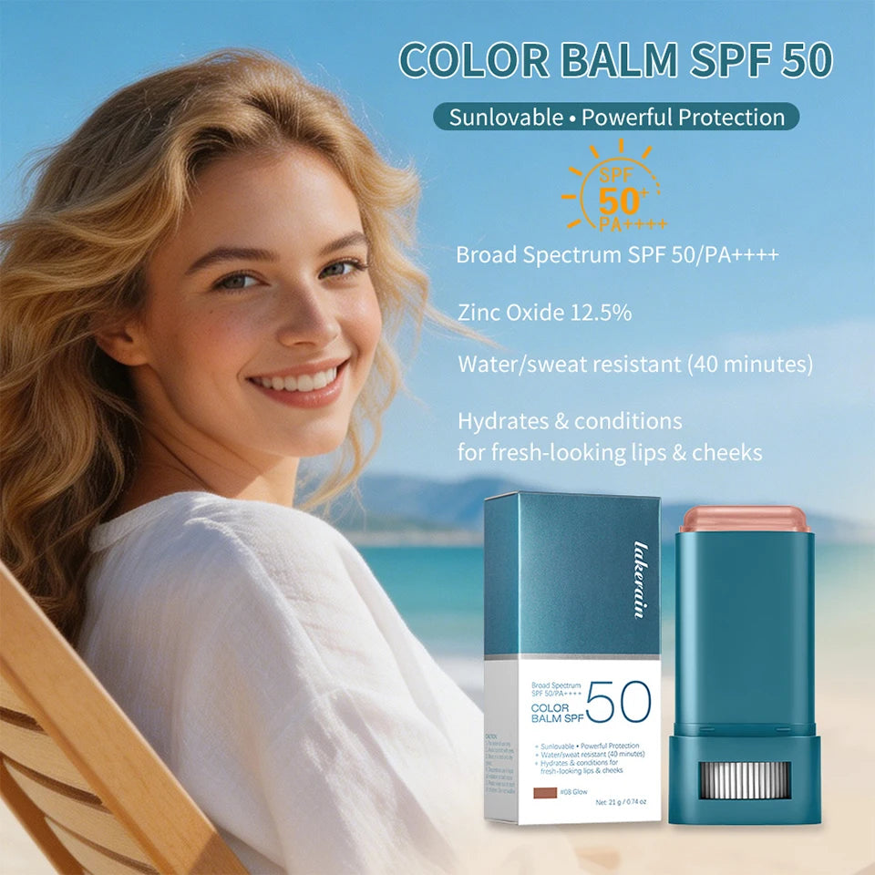 SPF 50 Blush Balm Stick Hydrating Sunscreen Makeup - 12