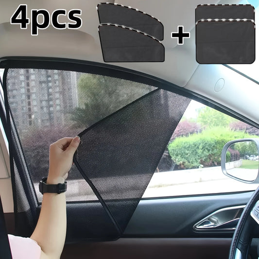 4pcs Universal Car Window Sun Shades Magnetic UV Protection Mesh Curtains