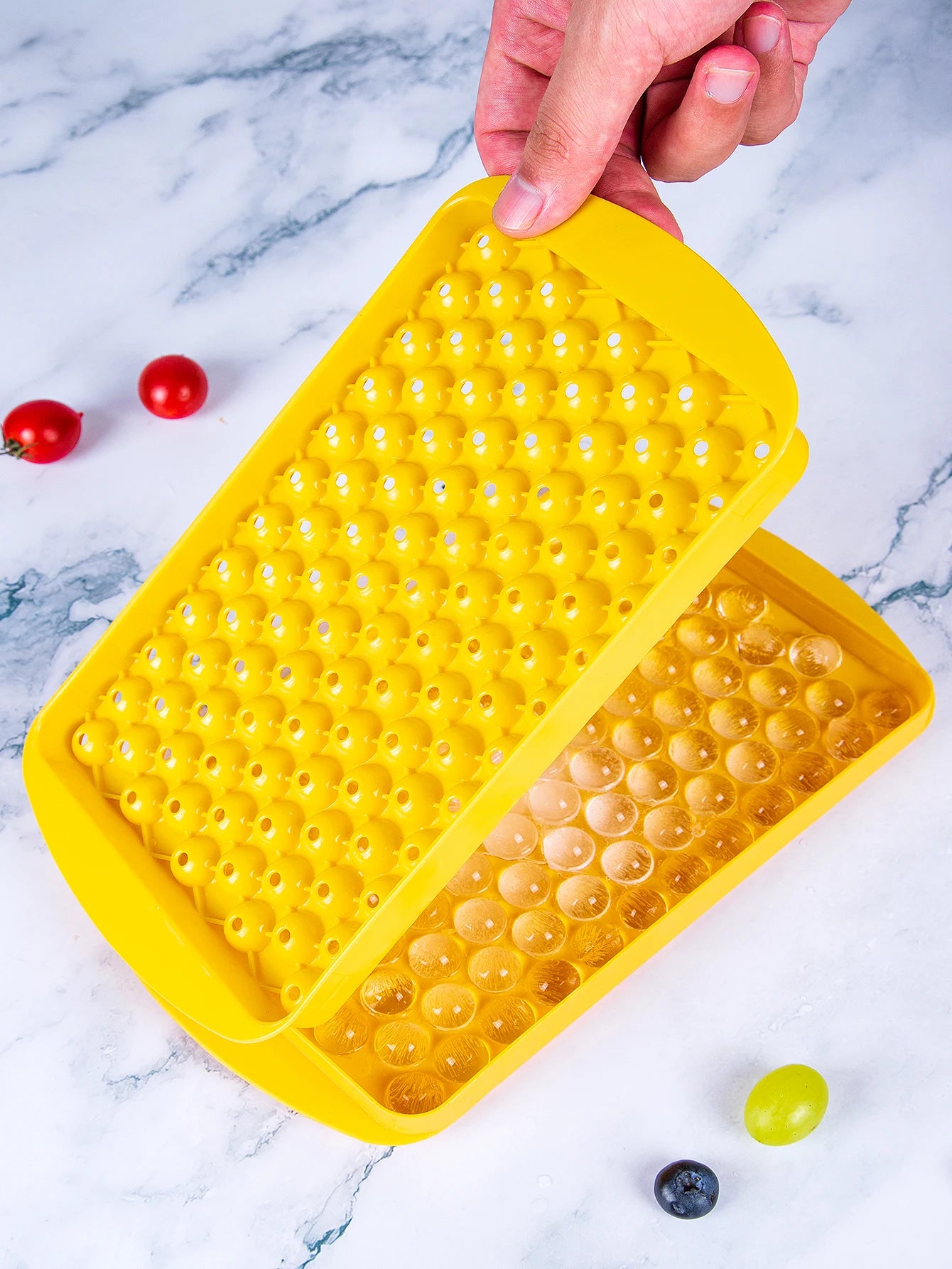 104 Cube Silicone Ice Tray Maker Stackable Sphere Ice Mold with Cover