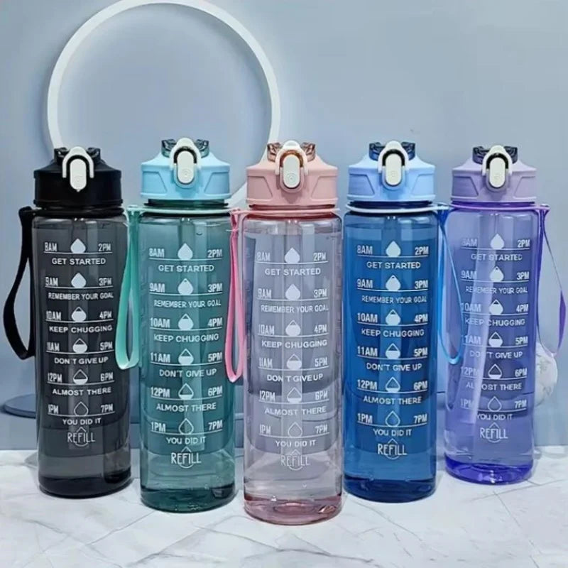 900ml Motivational Water Bottle with Straw Leak Proof Sports Mug - 4