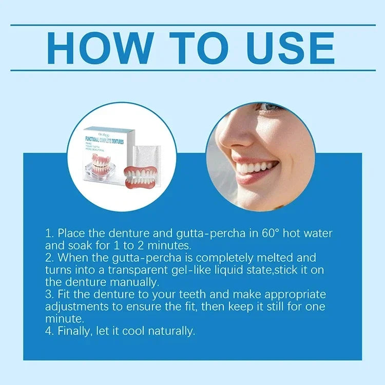 Instant Smile Dentures Full Set Silicone Veneers Fake Teeth Upper Lower - 6