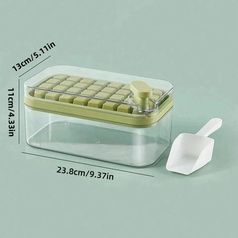 32 Grid Ice Cube Tray with Lid and Storage Bin One Click Release Maker - 8