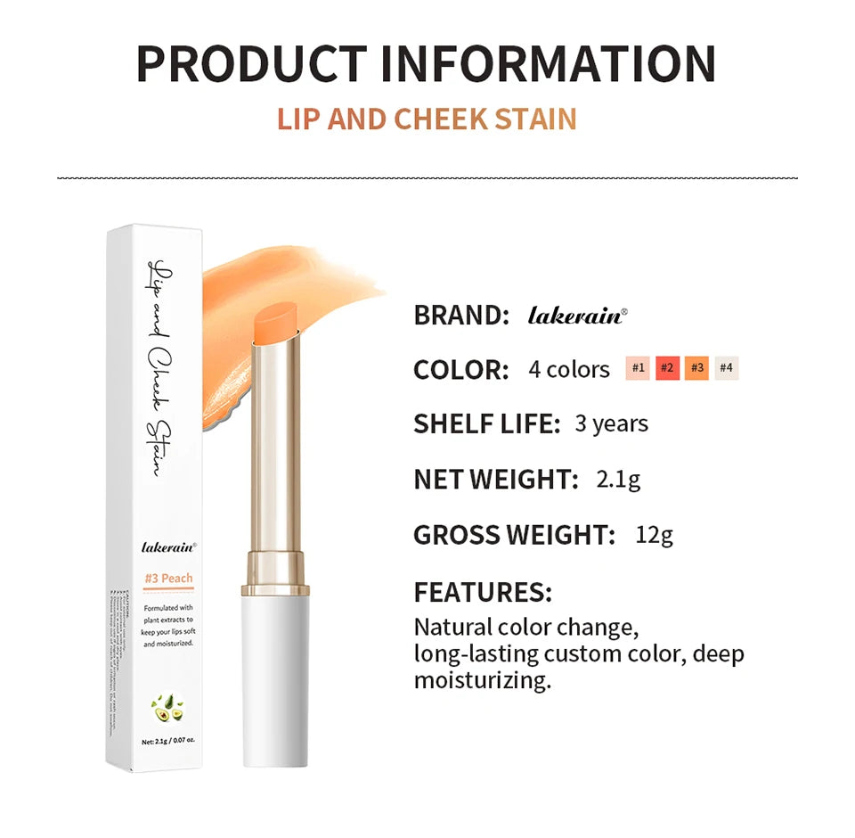 pH Activated Lip And Cheek Stain Natural Color Change Hydrating Tint