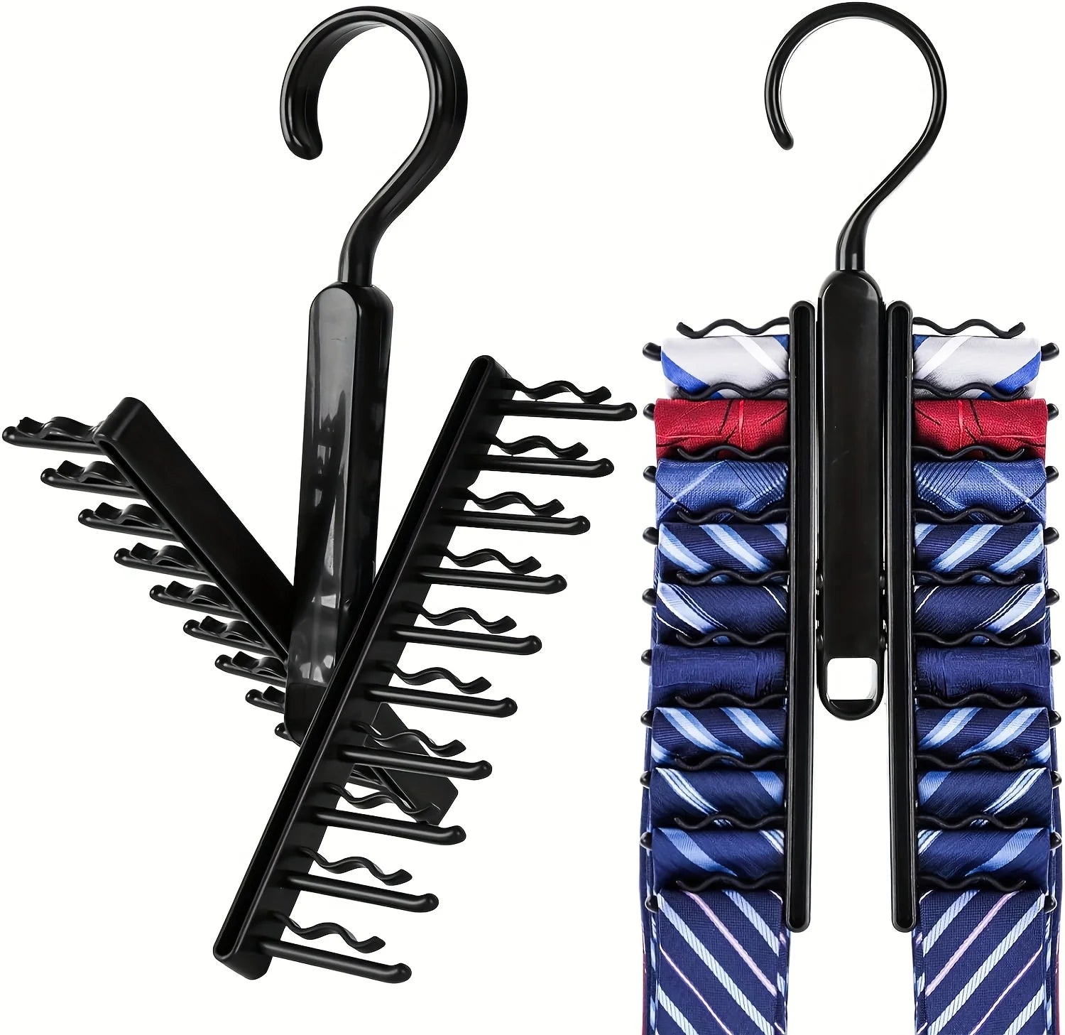 2PCS Rotating Tie Hanger Adjustable Belt Scarf Storage Rack Organizer - 10