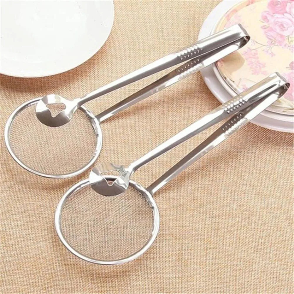 Stainless Steel Frying Strainer Tongs Oil Filter Food Clip Kitchen Tool - 9