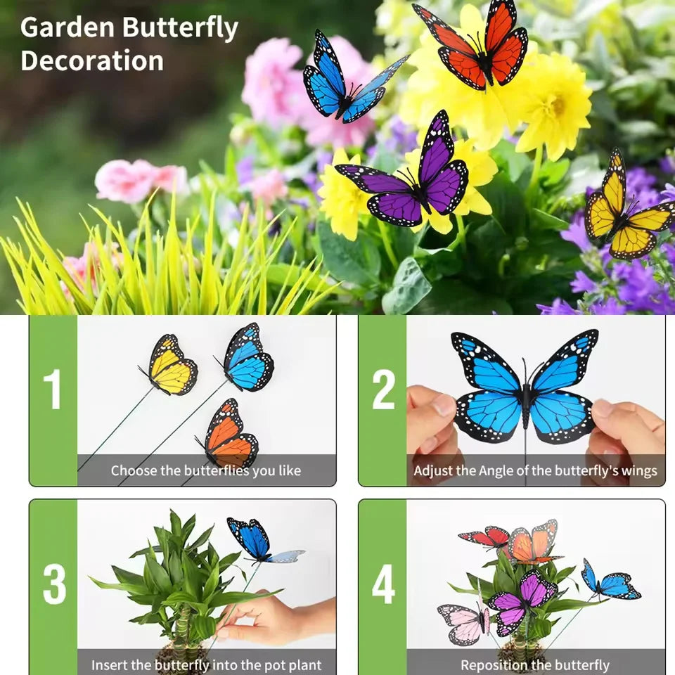 3D Artificial Butterfly Garden Stakes Waterproof Plant Pot Decorations