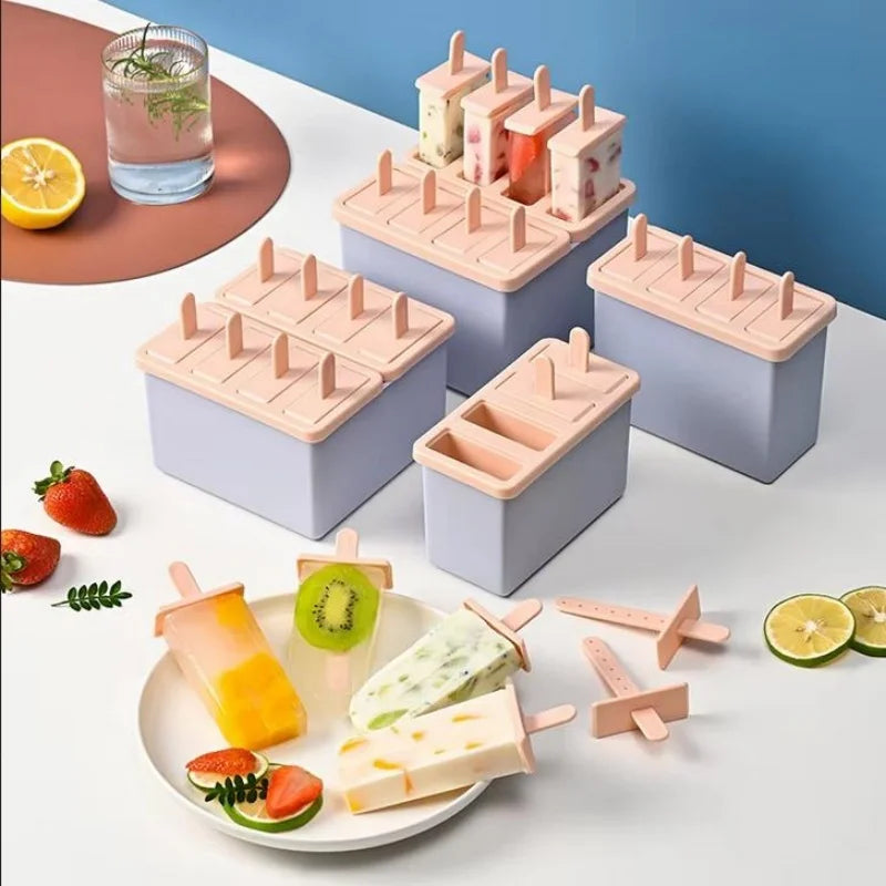 Reusable Popsicle Mold Set Homemade Ice Cream Maker with Lid - 3