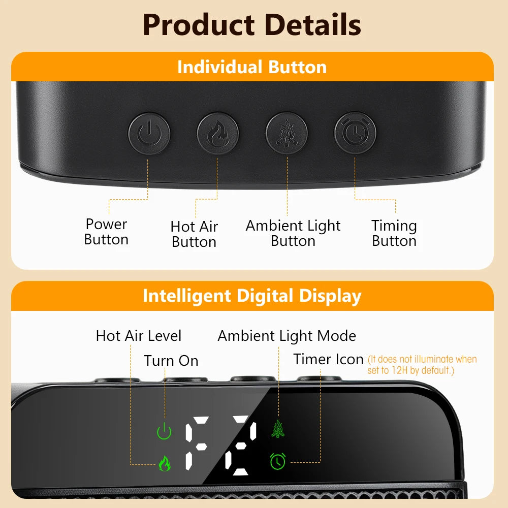 Portable Desktop Electric Heater PTC Ceramic Fast Warm Air Blower
