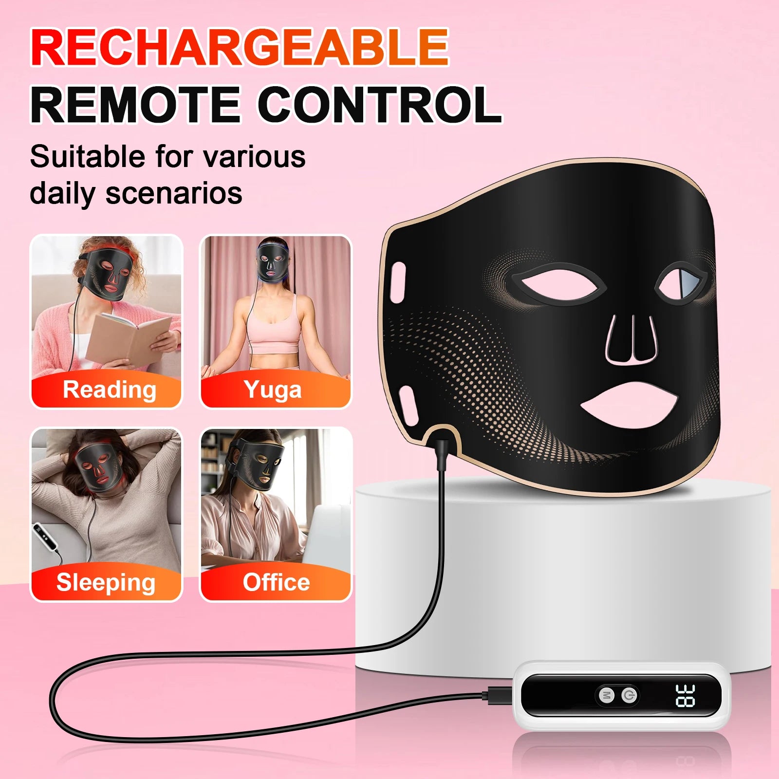 7 Colors Silicone LED Facial Mask Cordless Anti Aging Beauty Device - 12