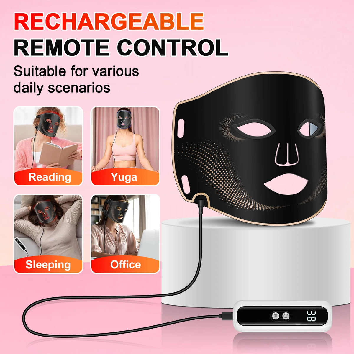 7 Colors Silicone LED Facial Mask Cordless Anti Aging Beauty Device