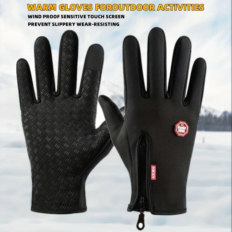 Mens Waterproof Winter Gloves Touch Screen Thermal Ski Riding Gloves