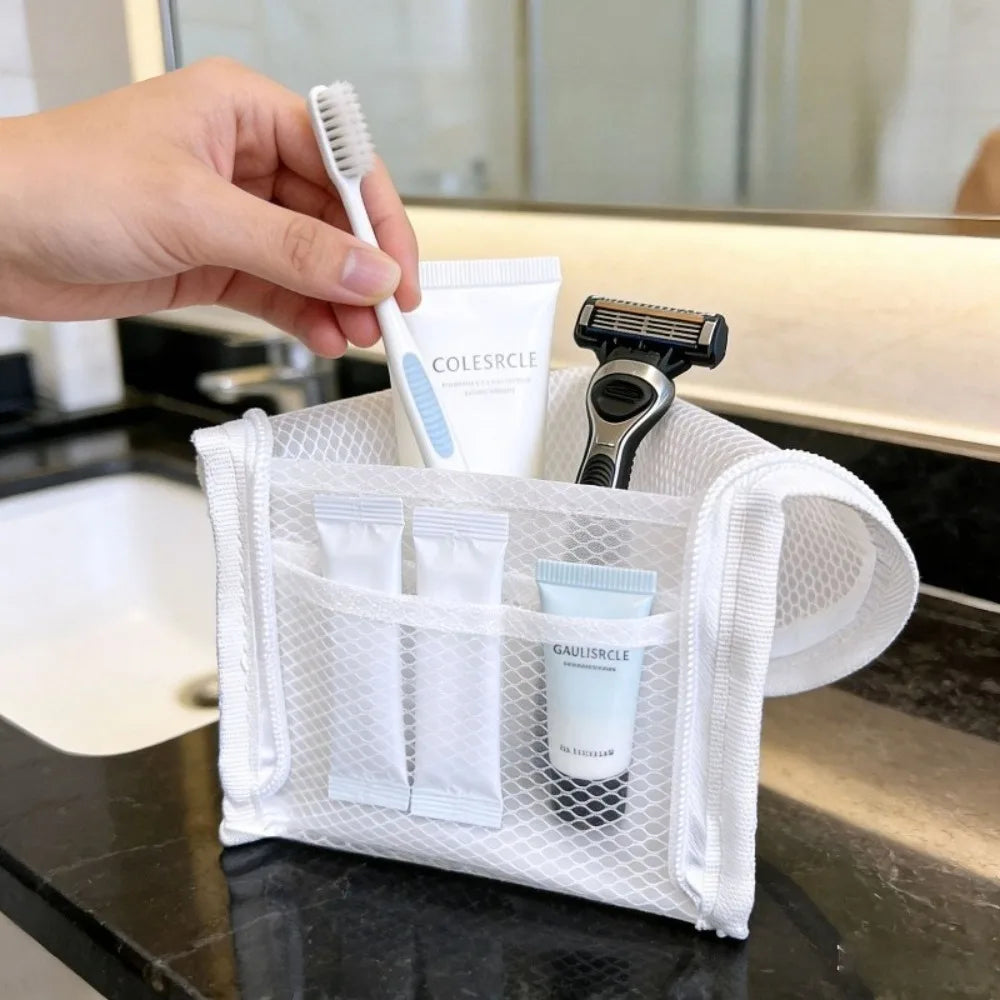 Portable Mesh Travel Toiletry Bag Makeup Organizer Pouch for Cosmetics