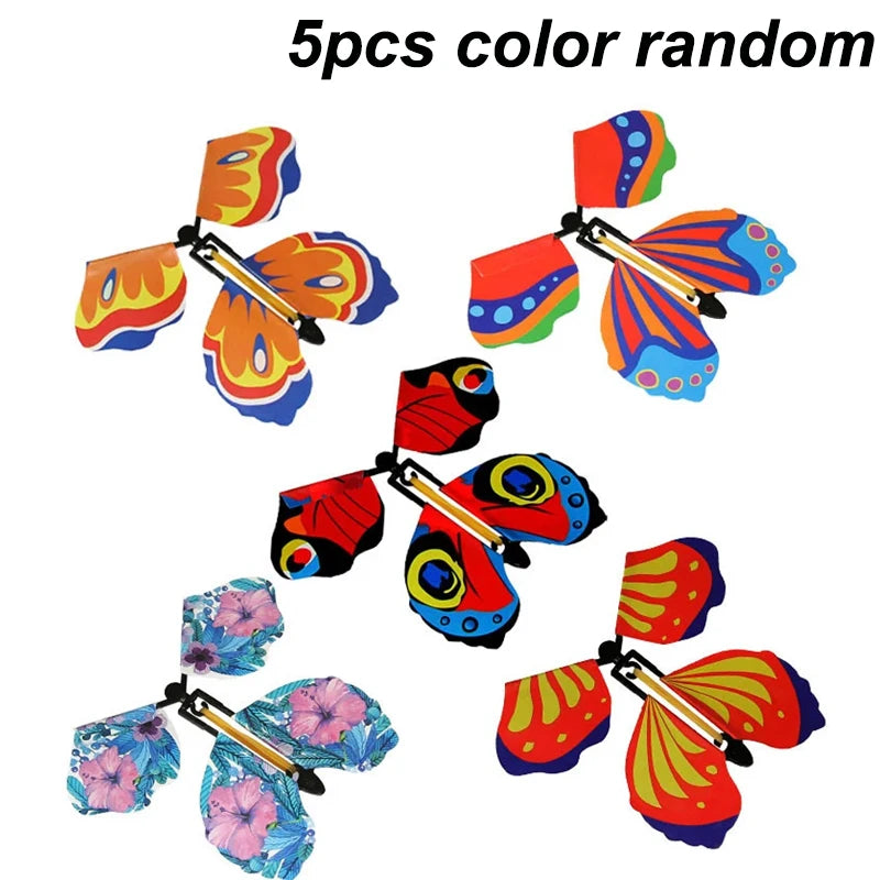 Magic Flying Butterfly Wind Up Toy Surprise Greeting Card Prop - 15