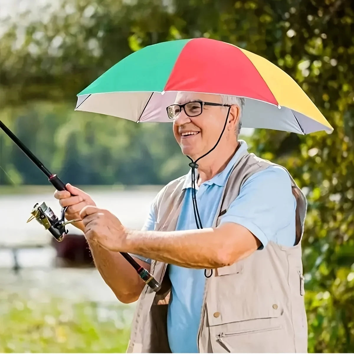 Hands Free Umbrella Hat Foldable Sun Rain Protection for Hiking Fishing - 11